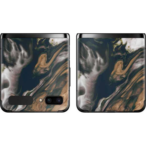 Copper and Black Marble Ink Galaxy Z Flip Skin