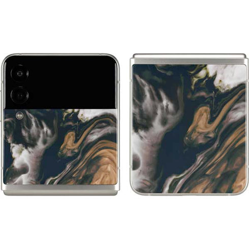 Copper and Black Marble Ink Galaxy Z Flip3 5G Skin