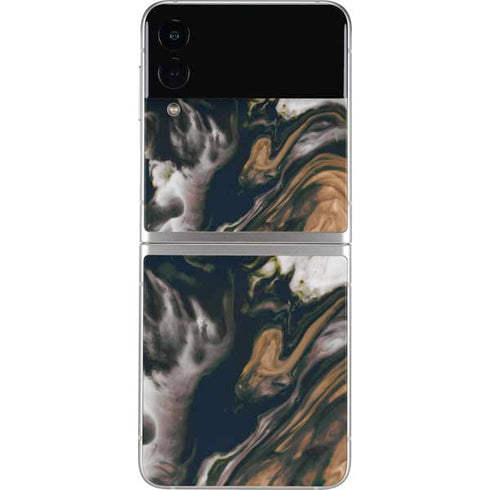 Copper and Black Marble Ink Galaxy Z Flip3 5G Skin