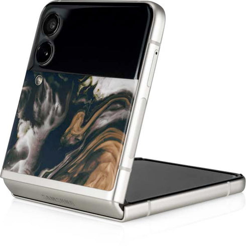 Copper and Black Marble Ink Galaxy Z Flip4 5G Skin