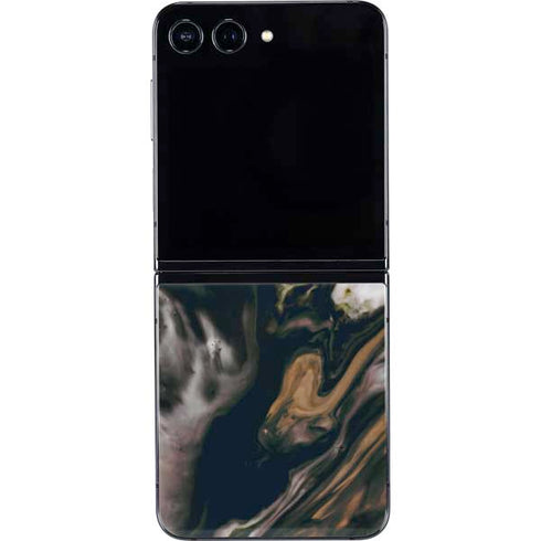 Copper and Black Marble Ink Galaxy Z Flip5 5G Skin