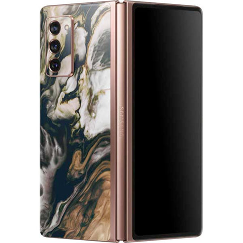 Copper and Black Marble Ink Galaxy Z Fold2 5G Skin