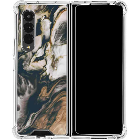 Copper and Black Marble Ink Galaxy Z Fold4 5G Clear Case