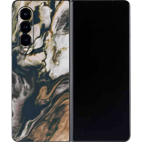 Copper and Black Marble Ink Galaxy Z Fold4 5G Skin