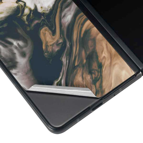Copper and Black Marble Ink Galaxy Z Fold4 5G Skin