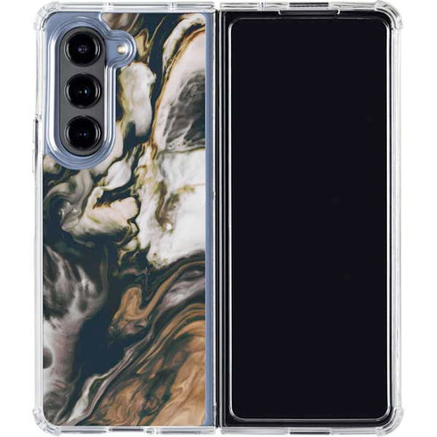 Copper and Black Marble Ink Galaxy Z Fold5 5G Clear Case