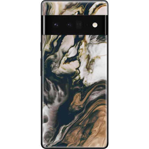 Copper and Black Marble Ink Google Pixel 6 Pro Skin