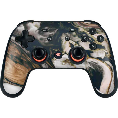 Copper and Black Marble Ink Google Stadia Controller Skin