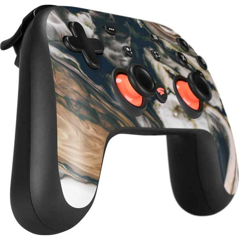 Copper and Black Marble Ink Google Stadia Controller Skin