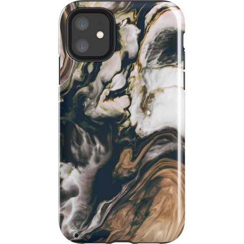 Copper and Black Marble Ink iPhone 11 Impact Case