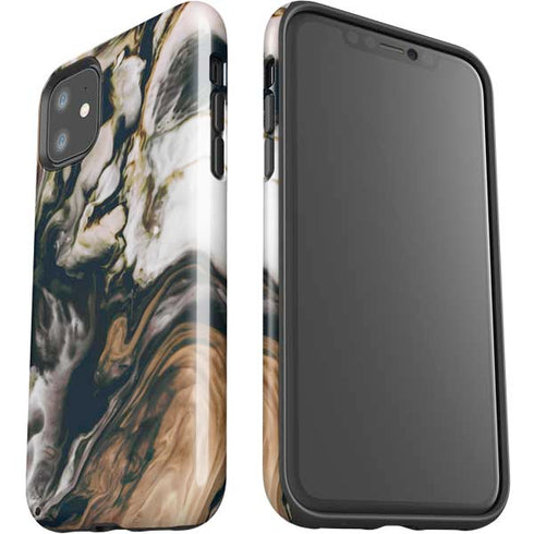 Copper and Black Marble Ink iPhone 11 Impact Case