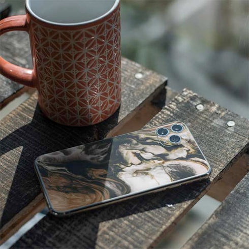 Copper and Black Marble Ink iPhone 11 Pro Max Skin
