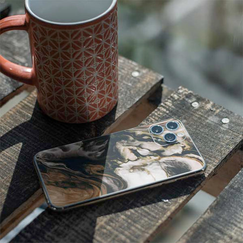 Copper and Black Marble Ink iPhone 11 Pro Skin