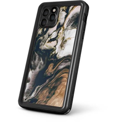 Copper and Black Marble Ink iPhone 11 Pro Waterproof Case