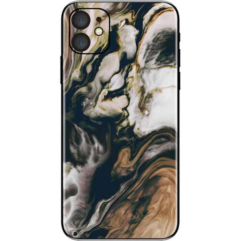 Copper and Black Marble Ink iPhone 11 Skin
