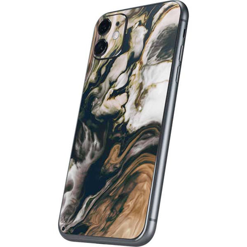 Copper and Black Marble Ink iPhone 11 Skin