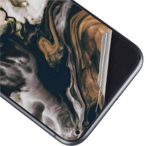 Copper and Black Marble Ink iPhone 11 Skin