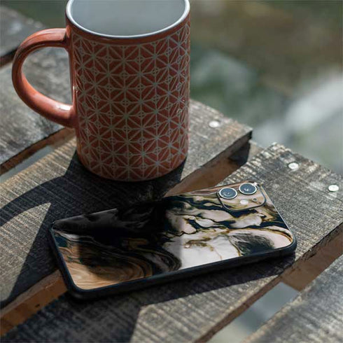 Copper and Black Marble Ink iPhone 11 Skin