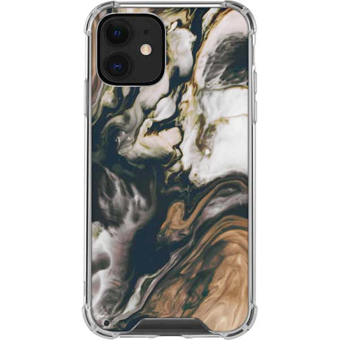 Copper and Black Marble Ink iPhone 12 Clear Case