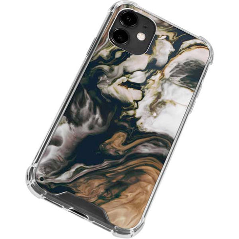 Copper and Black Marble Ink iPhone 12 Clear Case