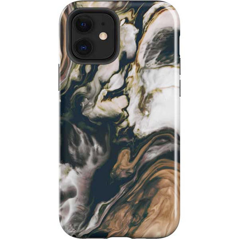Copper and Black Marble Ink iPhone 12 Impact Case