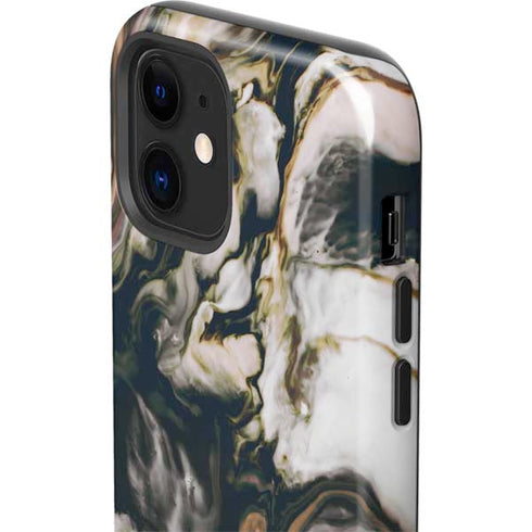 Copper and Black Marble Ink iPhone 12 Impact Case