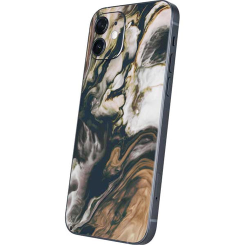 Copper and Black Marble Ink iPhone 12 Mini Skin