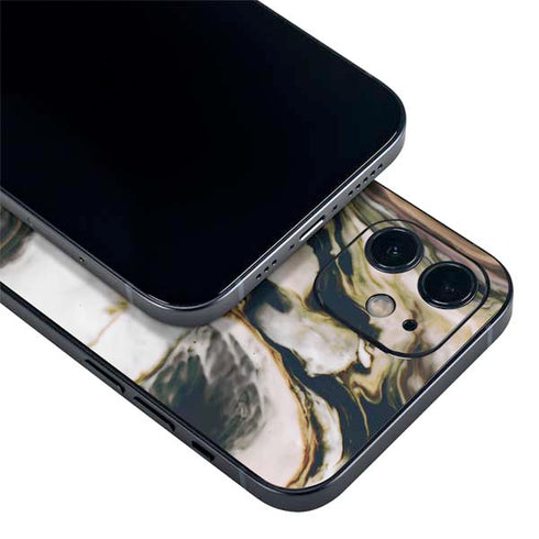 Copper and Black Marble Ink iPhone 12 Mini Skin