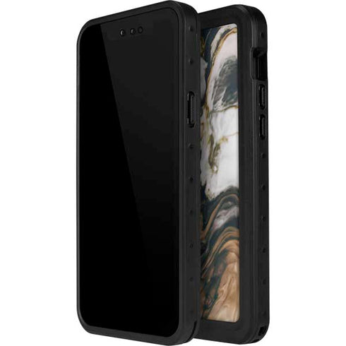 Copper and Black Marble Ink iPhone 12 Mini Waterproof Case