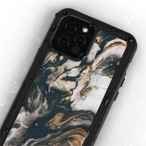 Copper and Black Marble Ink iPhone 12 Pro Max Waterproof Case