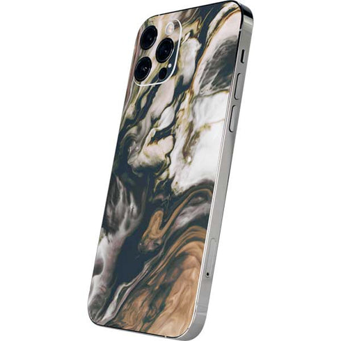 Copper and Black Marble Ink iPhone 12 Pro Skin
