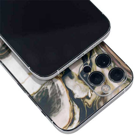 Copper and Black Marble Ink iPhone 12 Pro Skin