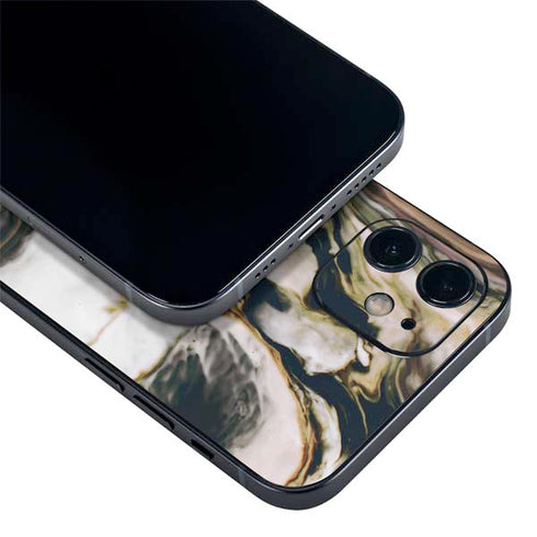 Copper and Black Marble Ink iPhone 12 Skin