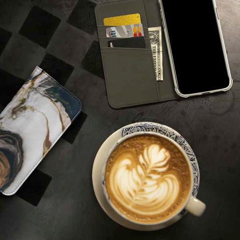 Copper and Black Marble Ink iPhone 13 Folio Case