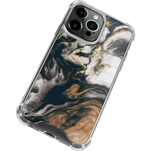 Copper and Black Marble Ink iPhone 13 Pro Clear Case