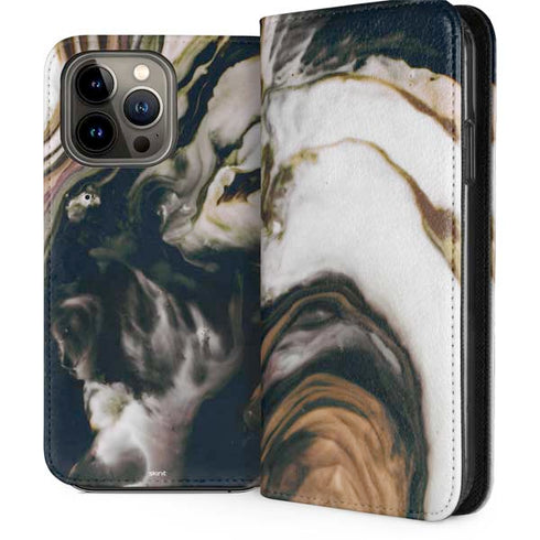 Copper and Black Marble Ink iPhone 13 Pro Max Folio Case