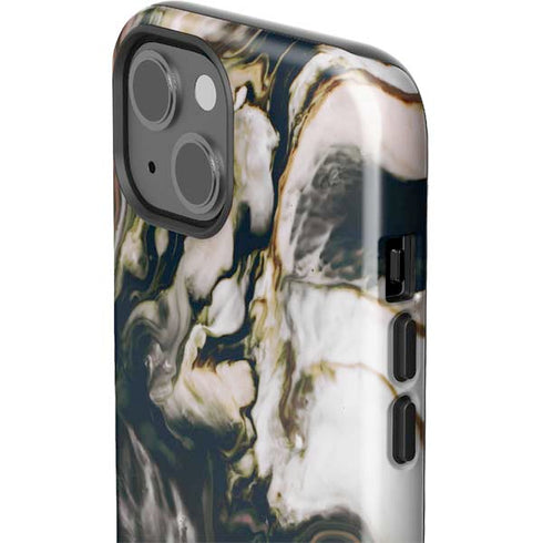 Copper and Black Marble Ink iPhone 15 Plus Impact Case