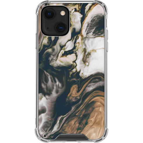 Copper and Black Marble Ink iPhone 14 Plus Clear Case