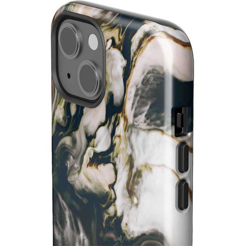 Copper and Black Marble Ink iPhone 15 Impact Case