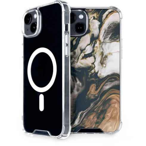 Copper and Black Marble Ink iPhone 15 Plus MagSafe Case