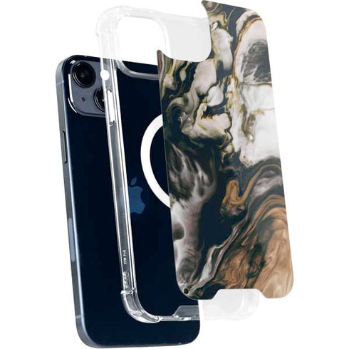 Copper and Black Marble Ink iPhone 14 Plus MagSafe Case