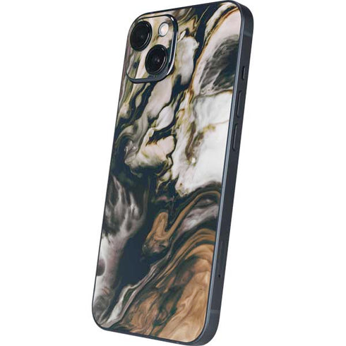 Copper and Black Marble Ink iPhone 14 Plus Skin