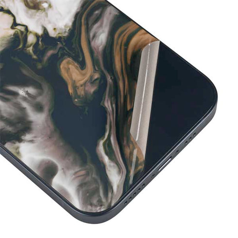 Copper and Black Marble Ink iPhone 14 Plus Skin