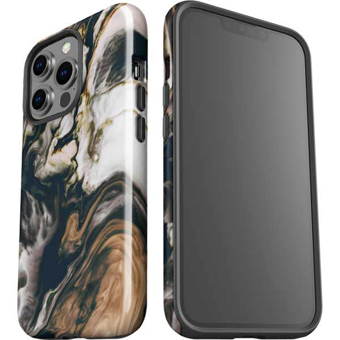 Copper and Black Marble Ink iPhone 14 Pro Impact Case