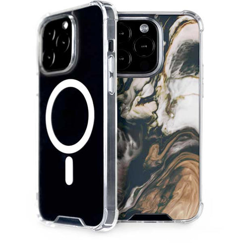 Copper and Black Marble Ink iPhone 14 Pro MagSafe Case