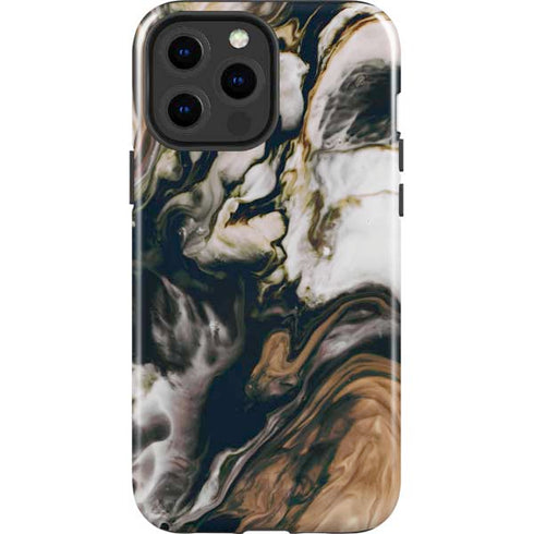 Copper and Black Marble Ink iPhone 15 Pro Max Impact Case
