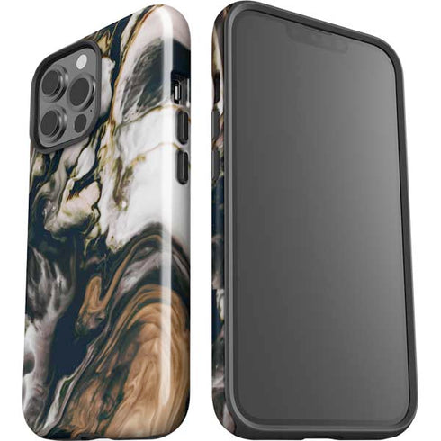 Copper and Black Marble Ink iPhone 15 Pro Max Impact Case