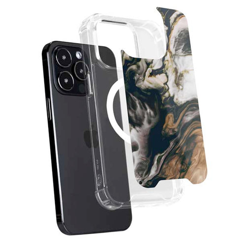 Copper and Black Marble Ink iPhone 15 Pro Max MagSafe Case