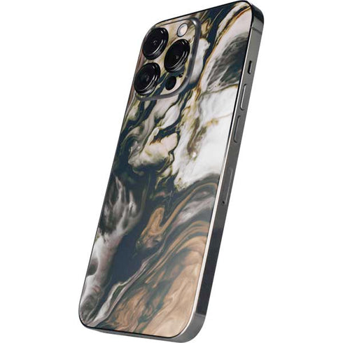Copper and Black Marble Ink iPhone 14 Pro Max Skin