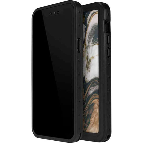 Copper and Black Marble Ink iPhone 14 Pro Max Waterproof Case